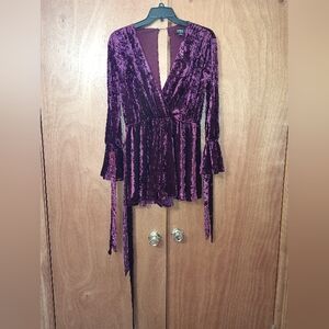 Hommage from Los Angeles Dressy Romper/Shorts. Burgundy Velvet. Women's L